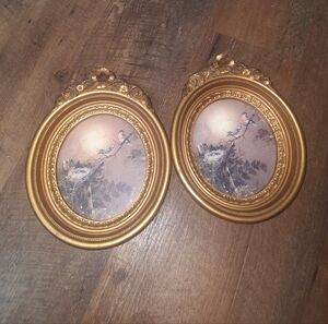 Vintage Homco Gold Oval Bird Wall Art Set